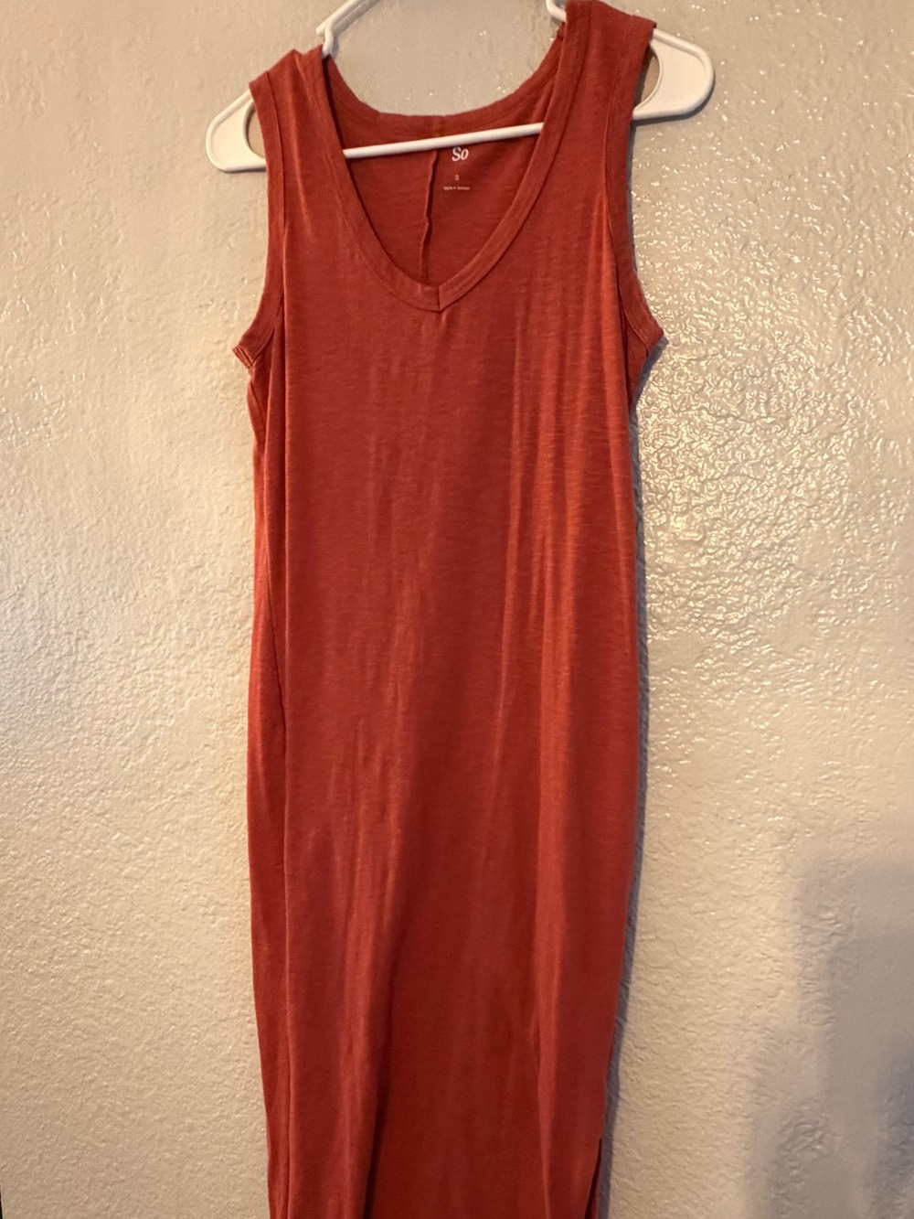 SO Sleeveless Rust-Red V-Neck Maxi Dress